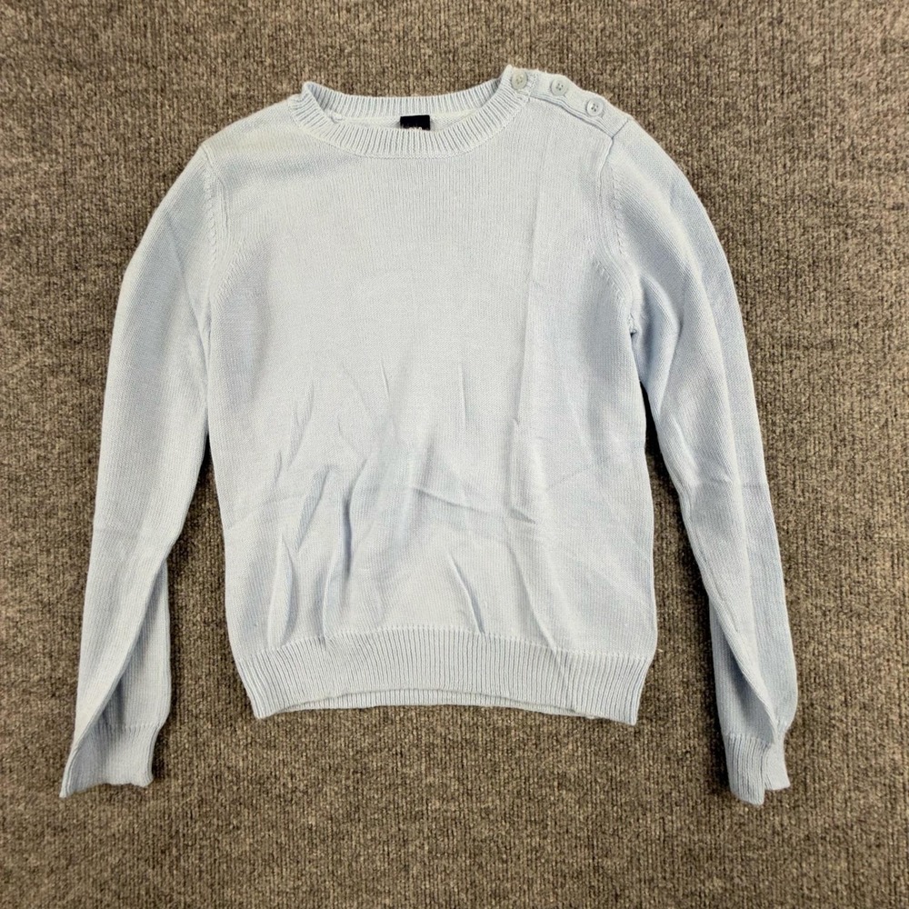 VTG Gap Kids Sweater Kids 14-16 Blue‎ Button Shoulder Angora Knit Pullover Crew
